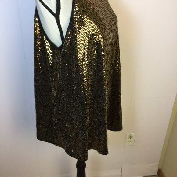 Torrid Cami Tank Top 2X Womans Plus Black Gold Sequin Sleeveless Holiday Sparkle - Picture 15 of 15